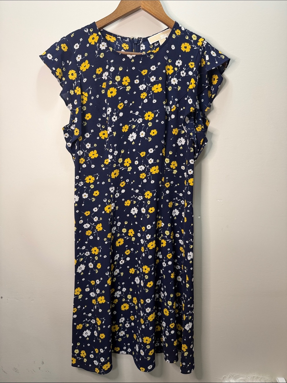 MICHAEL Kors Navy Dress with Yellow & White Floral Print Size S 37.5x19